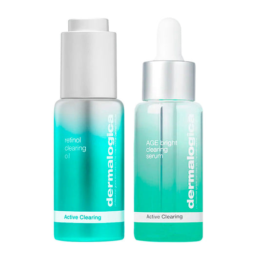 duo acné adulte |  age bright clearing serum + retinol clearing oil