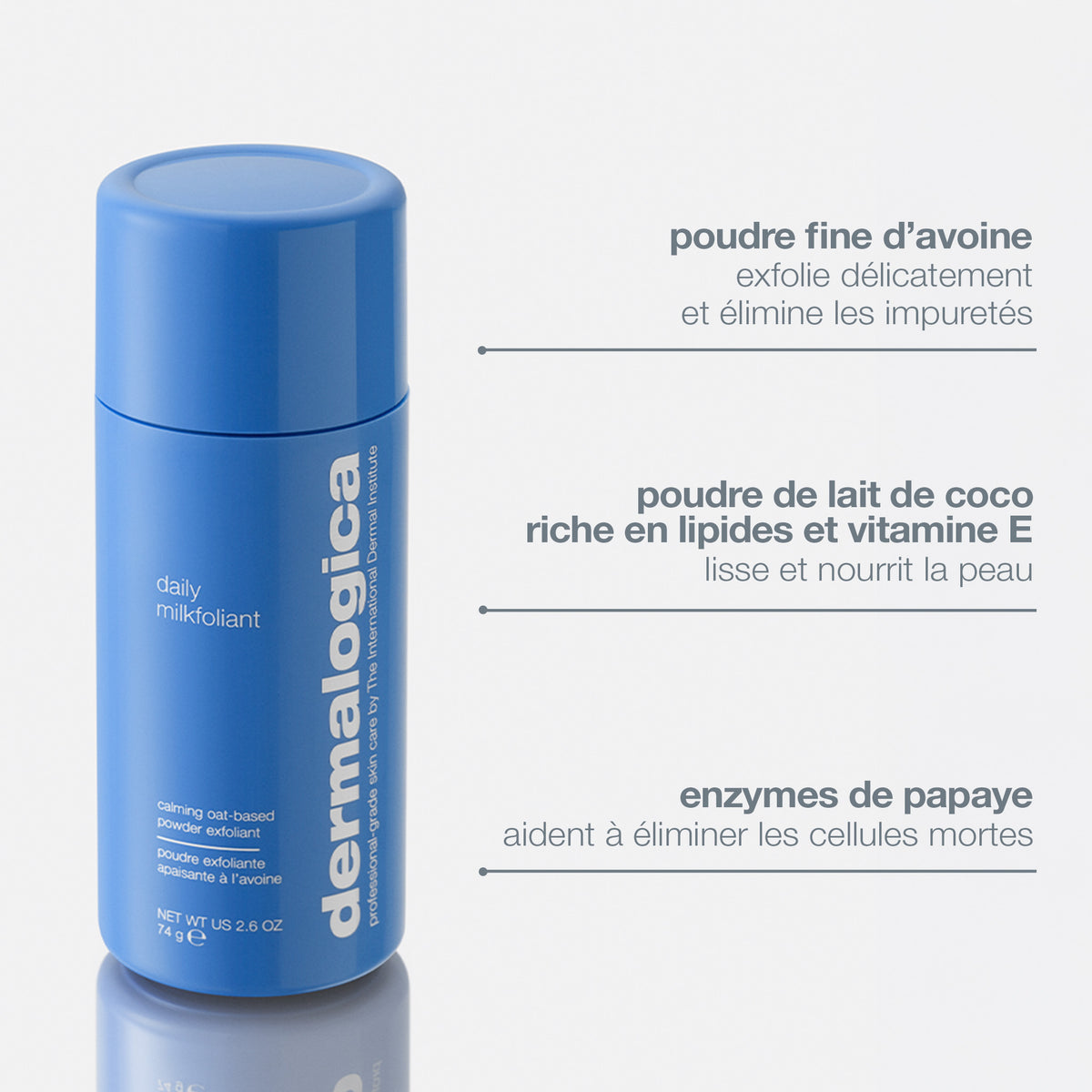 poudre exfoliante Daily Milkfoliant | Exfoliant visage doux apaisant quotidien peaux sensibles