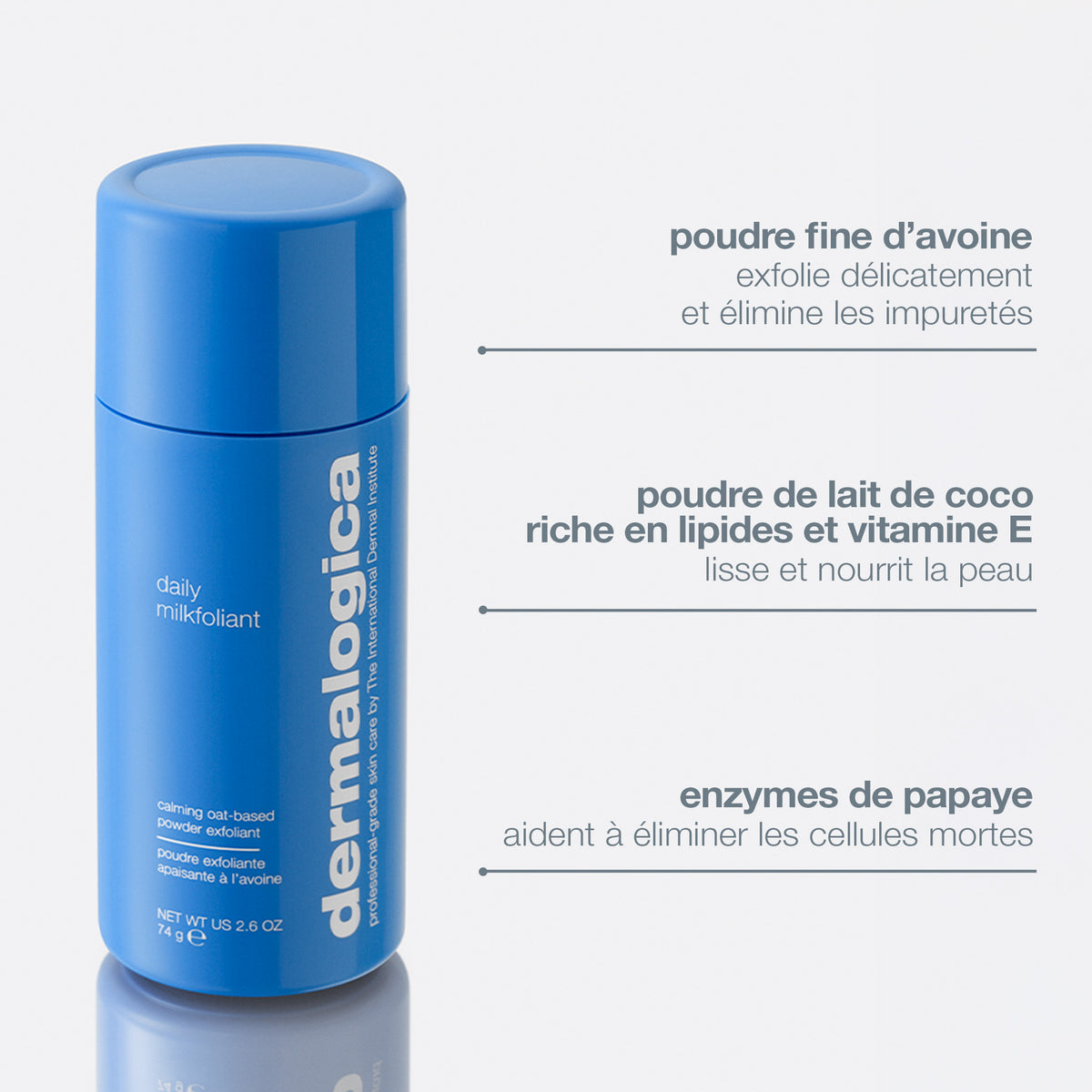 poudre exfoliante Daily Milkfoliant | Exfoliant visage doux apaisant quotidien peaux sensibles