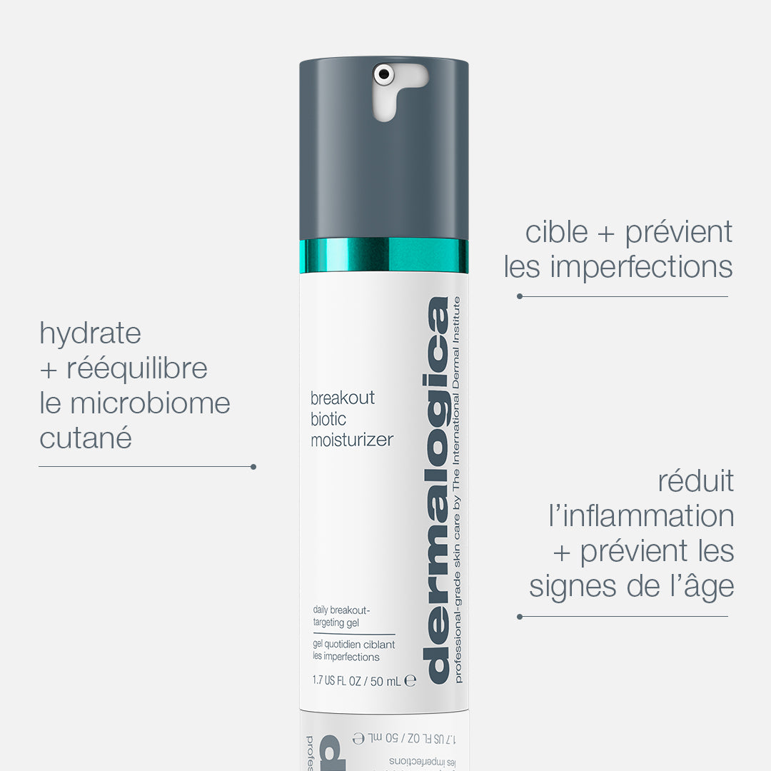 breakout biotic moisturizer | hydratant prébiotique anti-imperfections