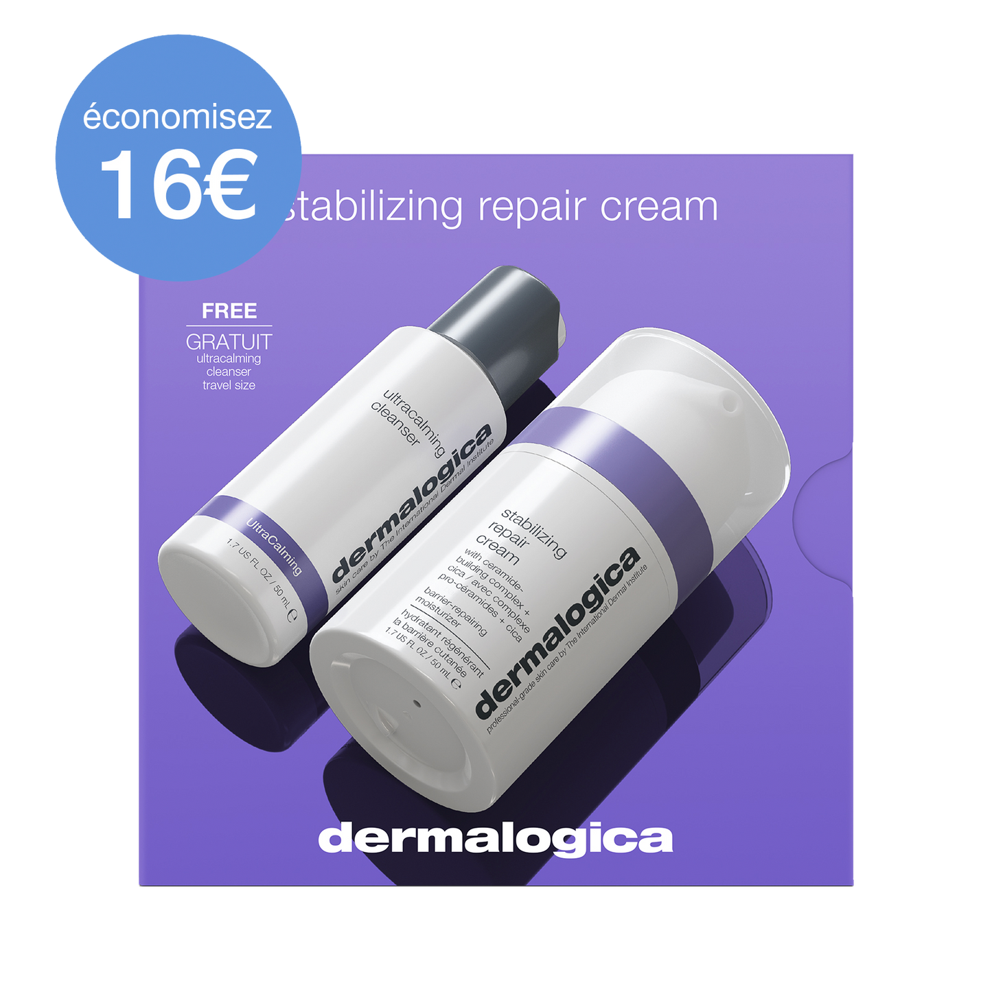 Coffret duo réparateur pour les peaux sensibles | ultracalming cleanser voyage offert