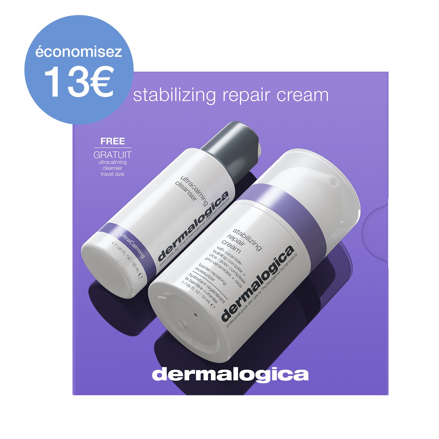 Coffret duo réparateur pour les peaux sensibles | ultracalming cleanser voyage offert